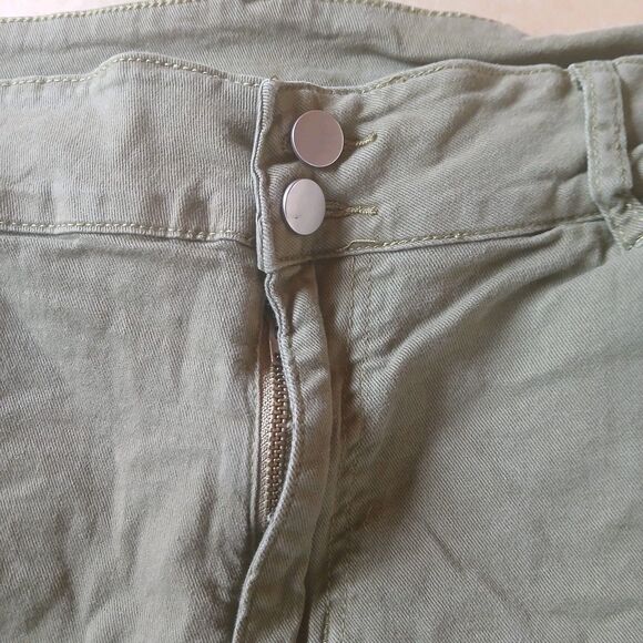 Womens 20W Jeans Medium Green High Rise Skinny Leg Denim Pants - Picture 6 of 16